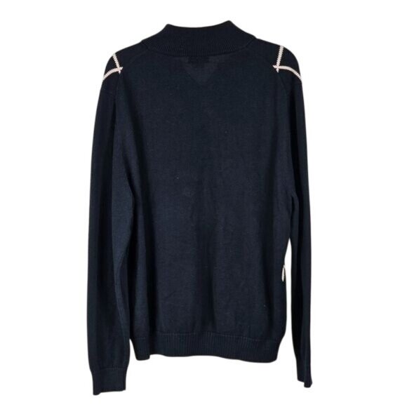 Brooks Brothers 346 Half Zip Sweater Sz L Navy Pink Argyle Diamond Academia - Picture 2 of 8